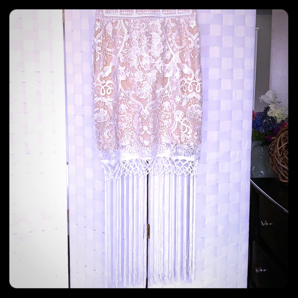 White Lace Skirt with Tassels